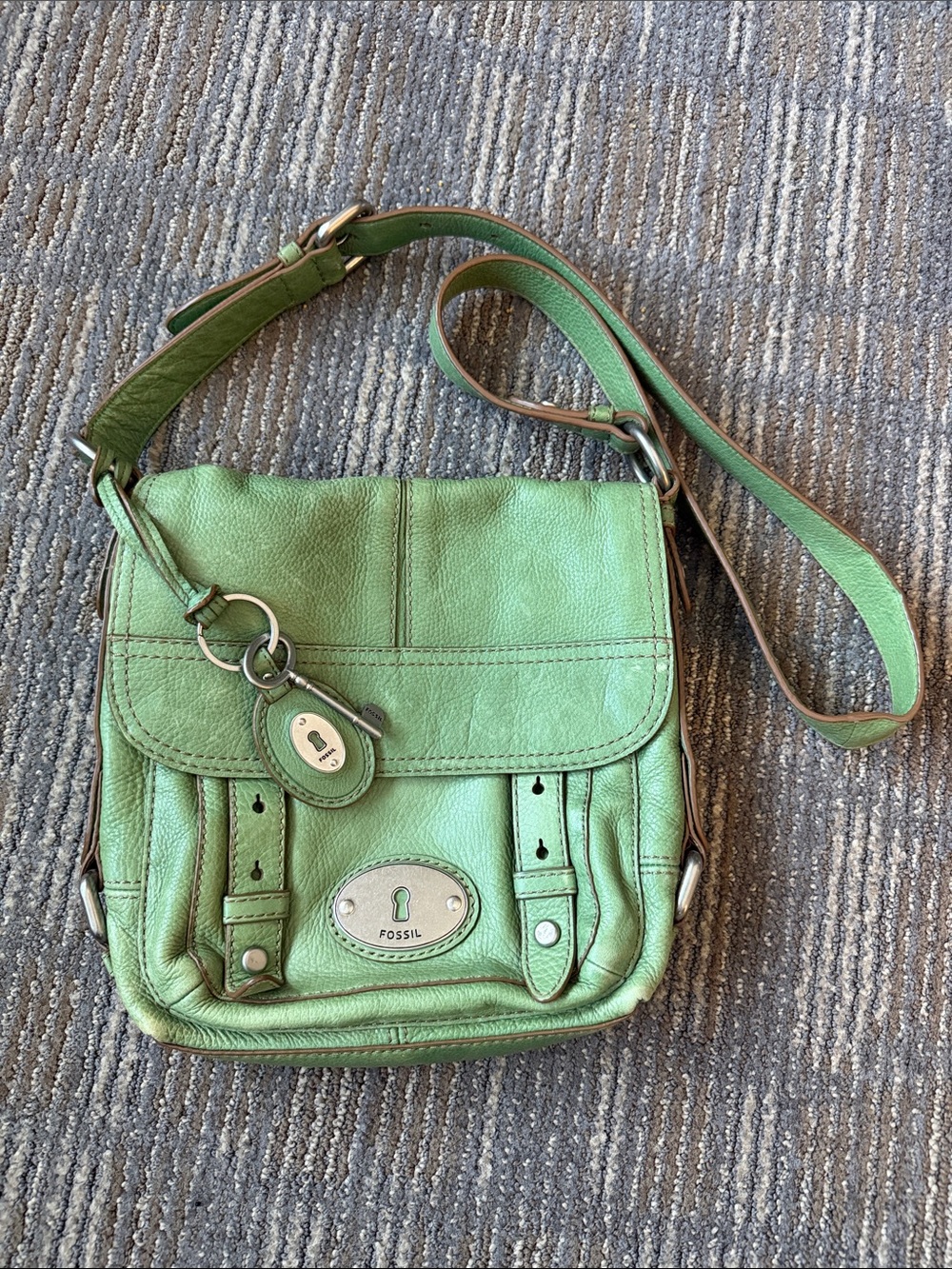 Fossil Green Leather Crossbody Bag